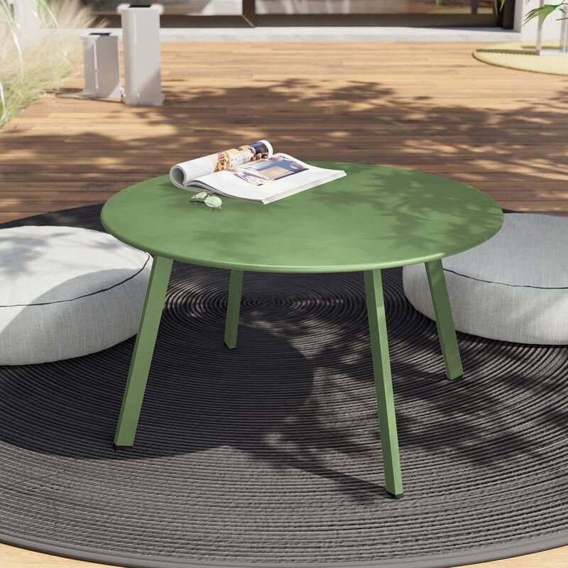 Outdoor Round Coffee Table, 28'' Patio Side Table for Backyard Patio Deck - Sage Green