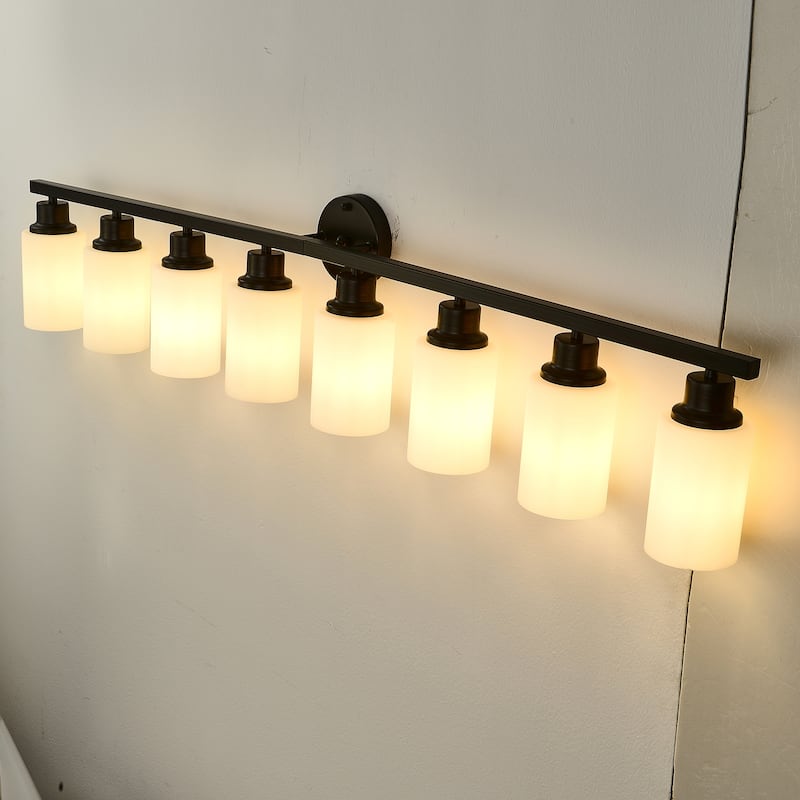 Wall Lamp 8-Light ,Bathroom Vanity Light, Matte Black Bathroom Light Fixtures, Modern Wall Light(NO INCLUDED BULBS)-E26