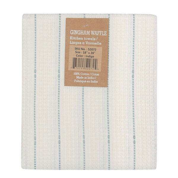 Gingham Waffle Kitchen Towel Set of 4 - 18x28 - Indigo