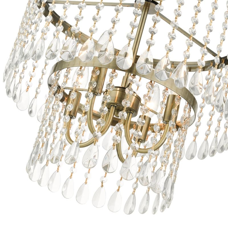 Livex Lighting 4-light Antique Brass Pendant Chandelier, 51064-01 - 18"DIA 19.5"H