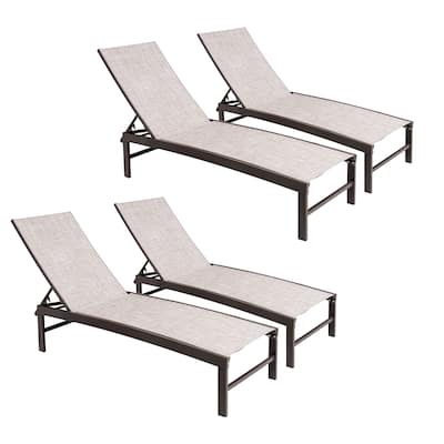 VredHom Outdoor Patio Adjustable Aluminum Chaise Lounges (Set of 4) - 76.38" L x 23.62" W x 13" H