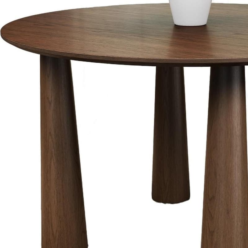 HomeRoots 52" Walnut Solid Wood Round Top Dining Table - 52.00 in. x 30.00 in. x 52.00 in.
