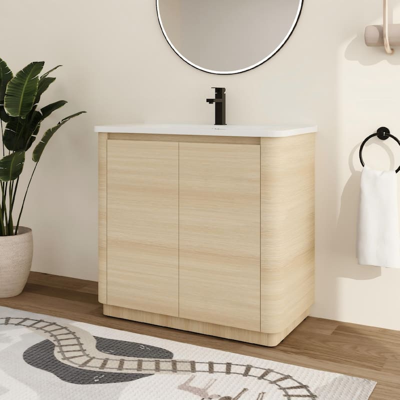 Malwee 36"/40" FreeStanding Bathroom Vanity with Sink, Floor Stand Bathroom Vanity with Soft Close Door and Adjustable Shelf - 36.0"×18.8"×34.1"