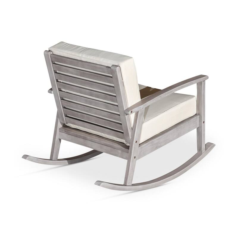 Eucalyptus Rocking Chair with Cushions, Driftwood Gray Finish - Gray