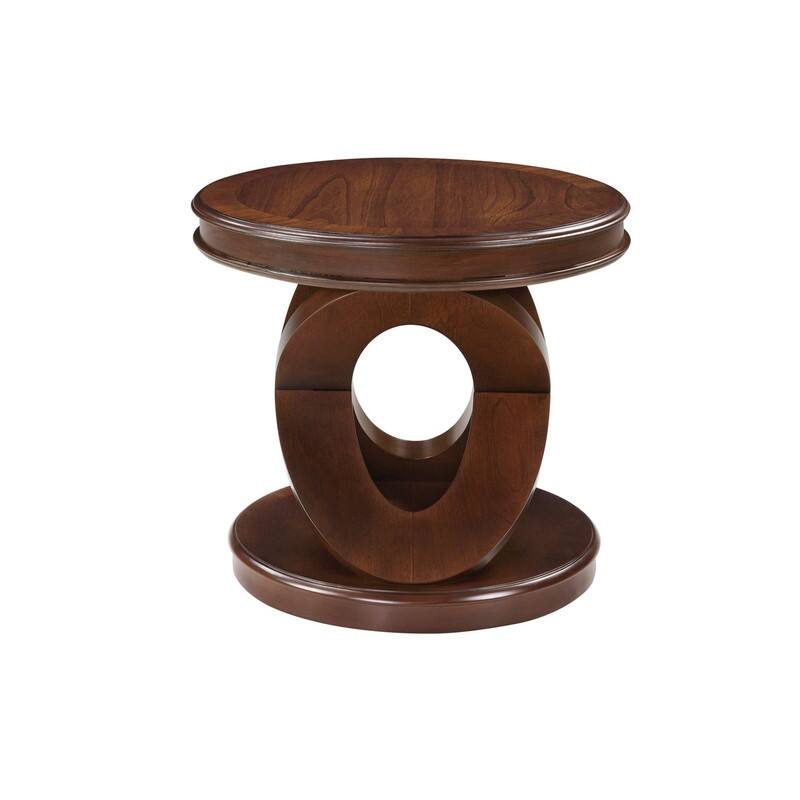 Retro Round Solid Wood End Table with X-Shape Base for Living Room Use