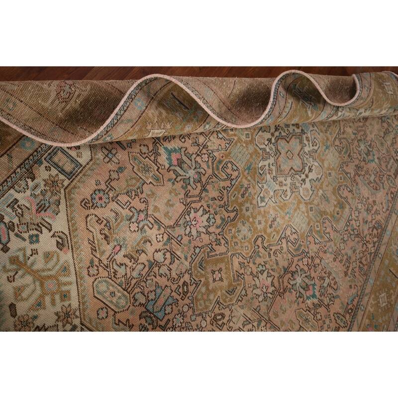 Distressed Tabriz Persian Vintage Area Rug Hand-Knotted Wool Carpet - 6'5" x 9'3"