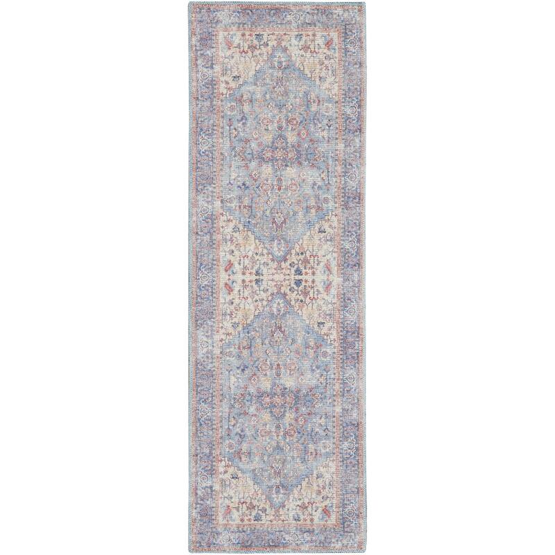 Quzu Power Loomed Distressed Floral Area Rug By HomeRoots - 10' Runner