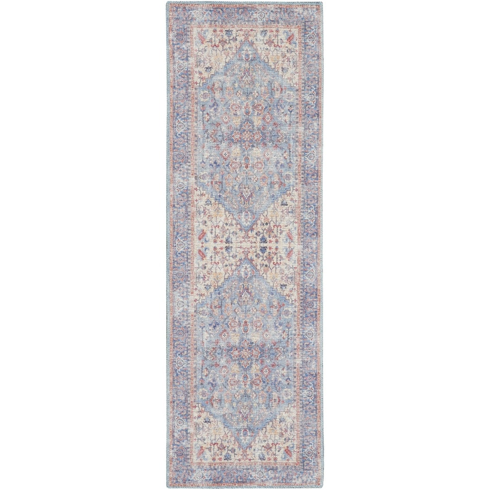 Quzu Power Loomed Distressed Floral Area Rug By HomeRoots - 10' Runner