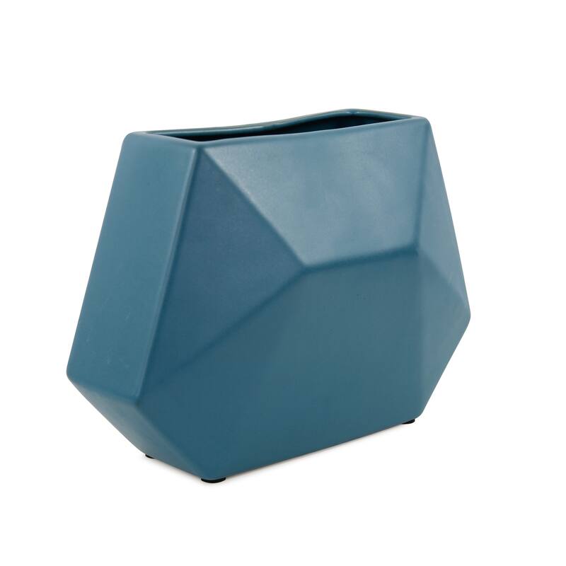 Allan Andrews Matte Teal Contemporary 3-D Geometric Vase Collection