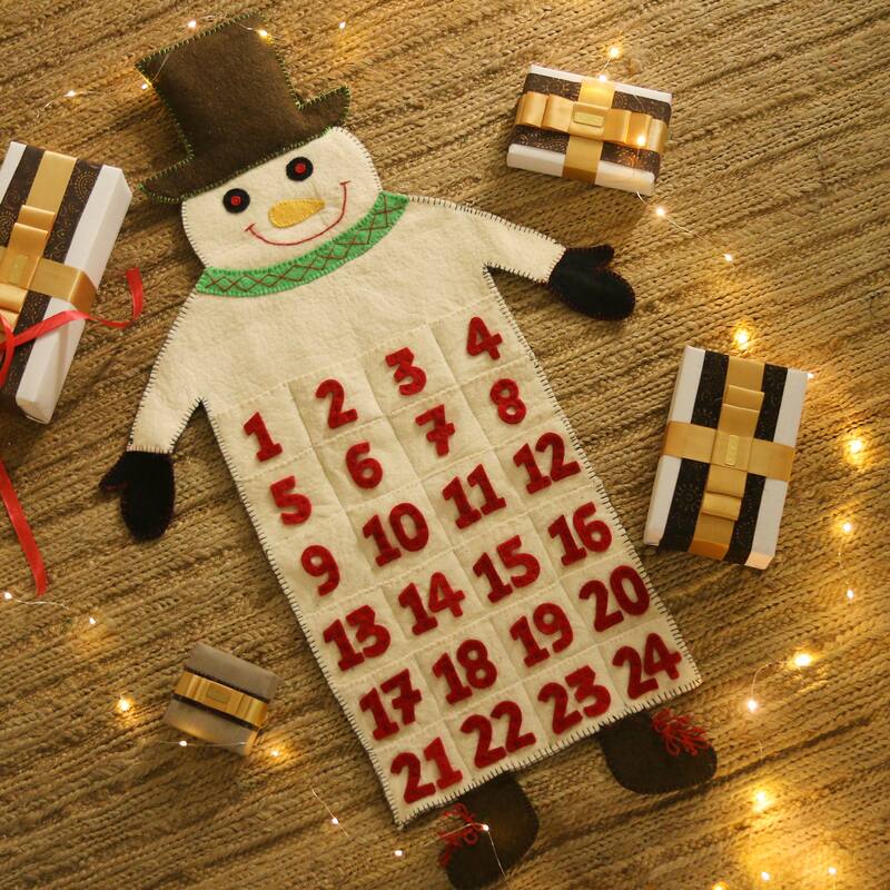 Novica Handmade Happy Snowman Wool Felt Advent Calendar
