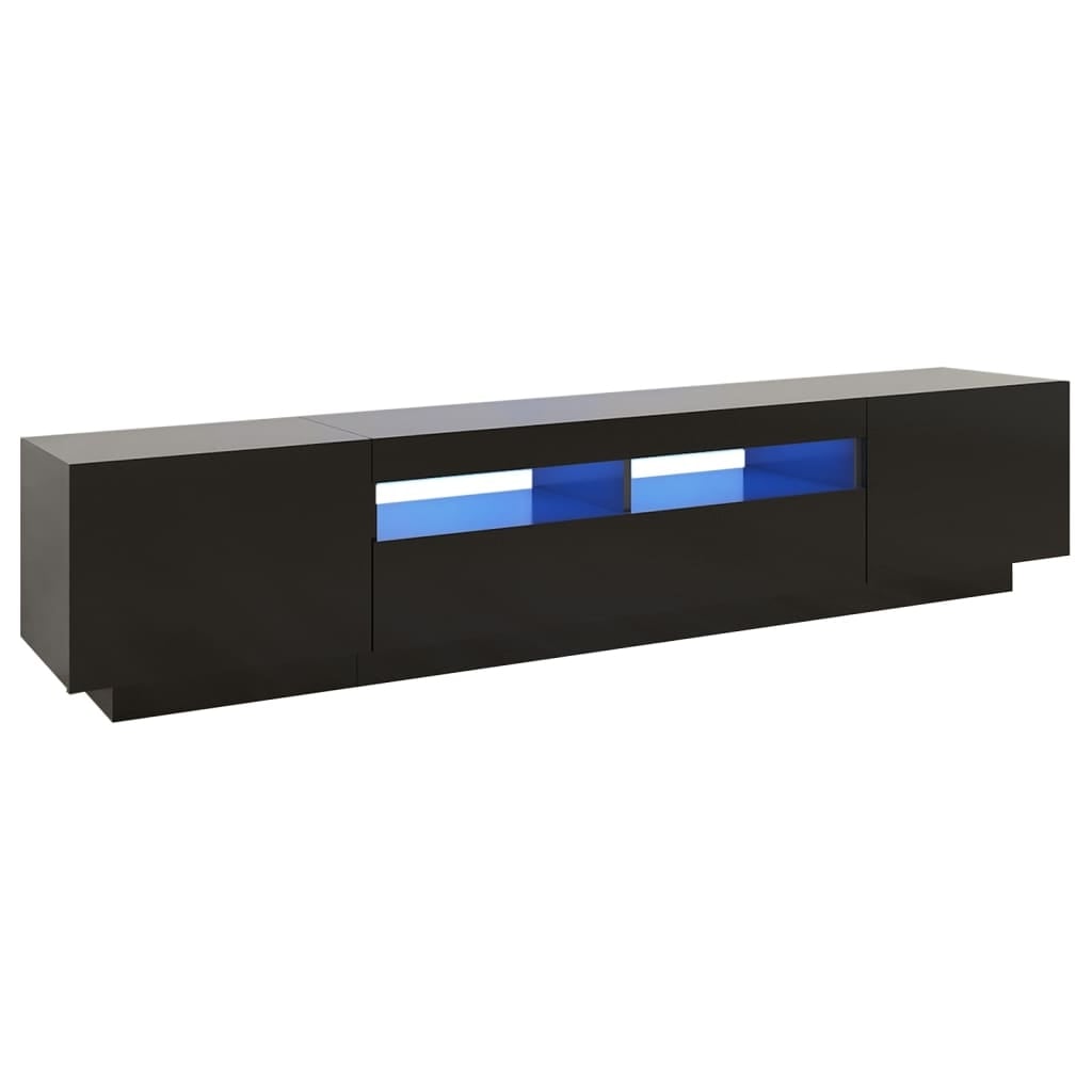 vidaXL TV Stand with LED Lights Black 78.7"x13.8"x15.7"