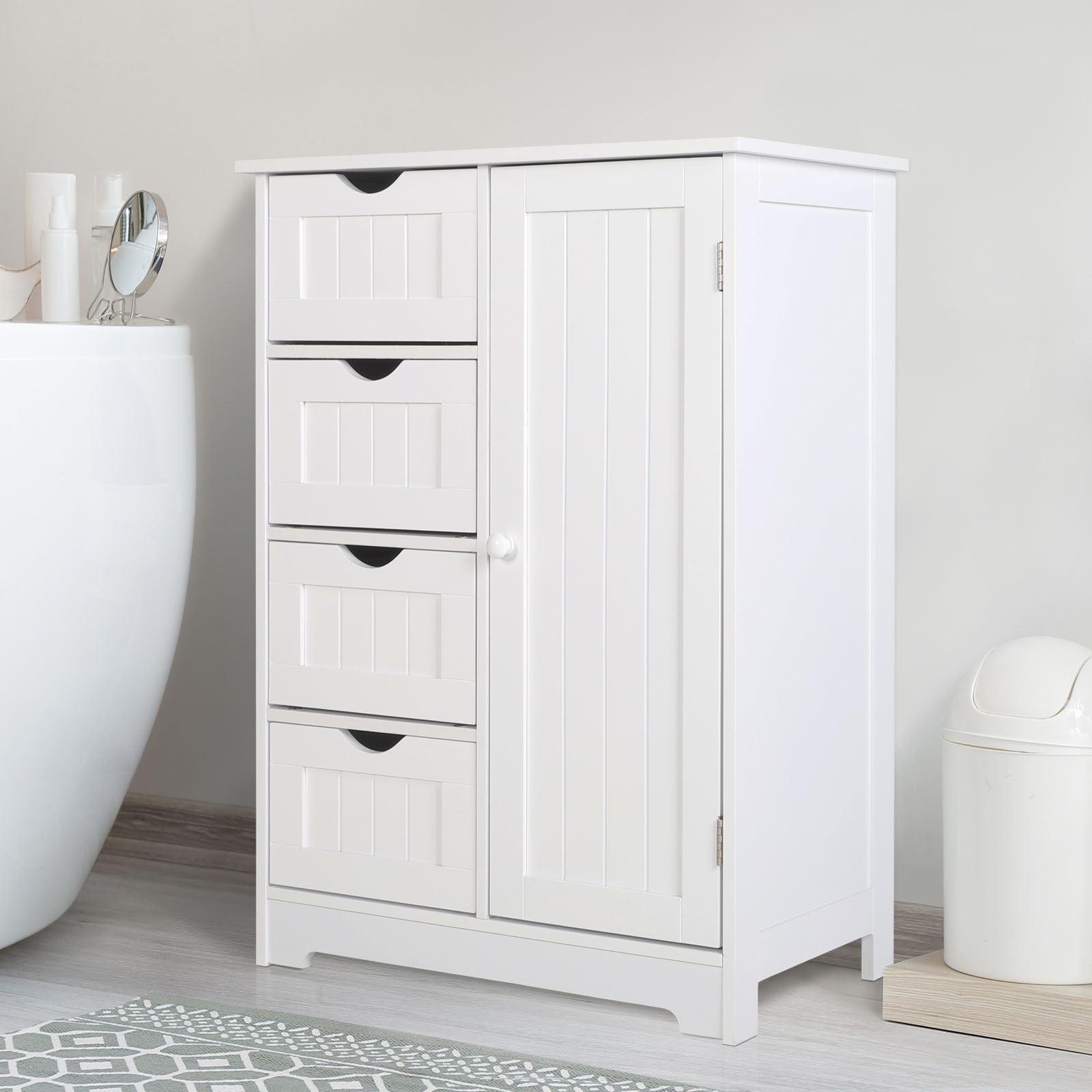 GAESHOW 80x15.5x15CM Bathroom Toilet Furniture Cabinet White Wood Cupboard Shelf Tissue Storage Rack 