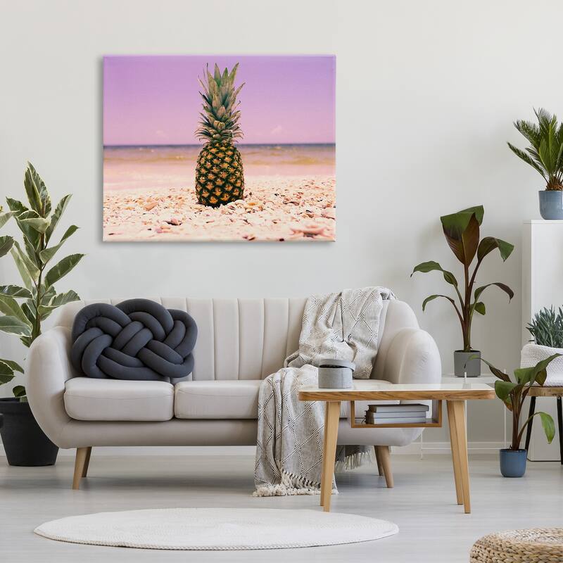 Stupell 'Pink Purple Pineapple Beach' Stretched Canvas Wall Art