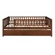 preview thumbnail 6 of 9, Versatile Wood Daybed with Trundle and Fence Guardrails, Walnut