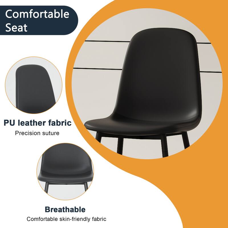Modern Minimalist Black Dining Chair Set - 4 Chairs Per Box,Stable And Comfortable,Upholstered Side Chairs,Spoon Shaped Chairs