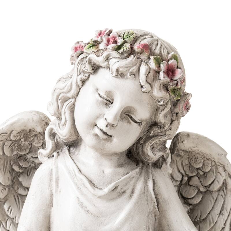 Glitzhome Sleeping Angel MGO Garden Statue for Outdoor Indoor Coastal Sculpture