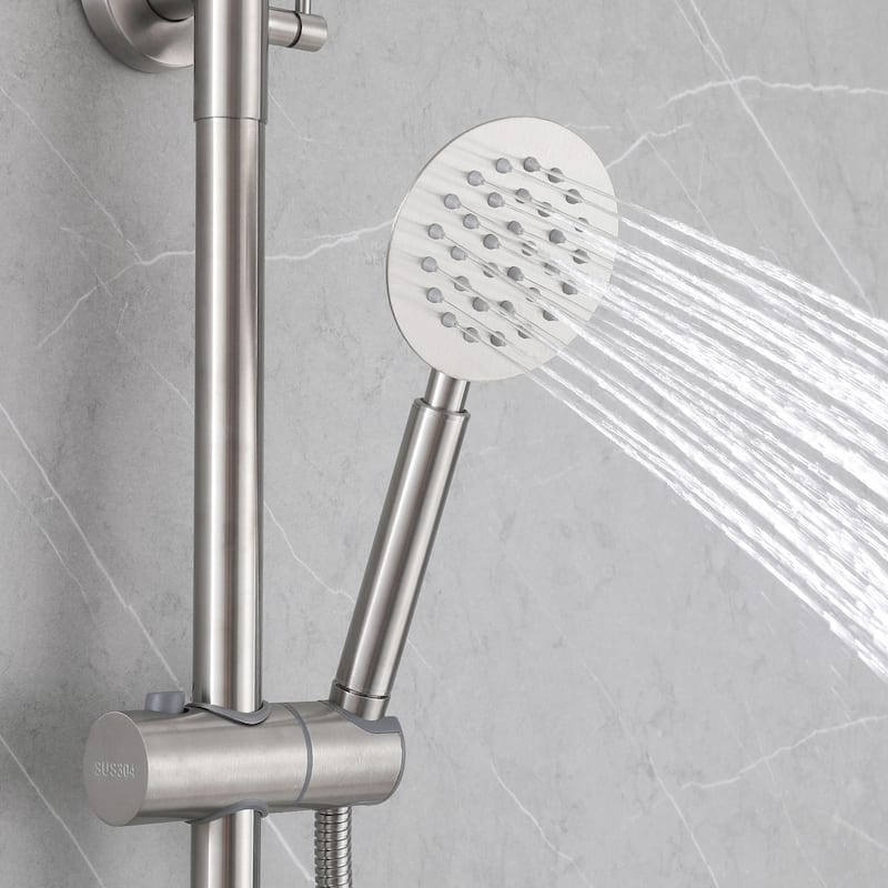 51"H 3-Function 304 Stainless Steel Wall-Mounted Outdoor Shower System