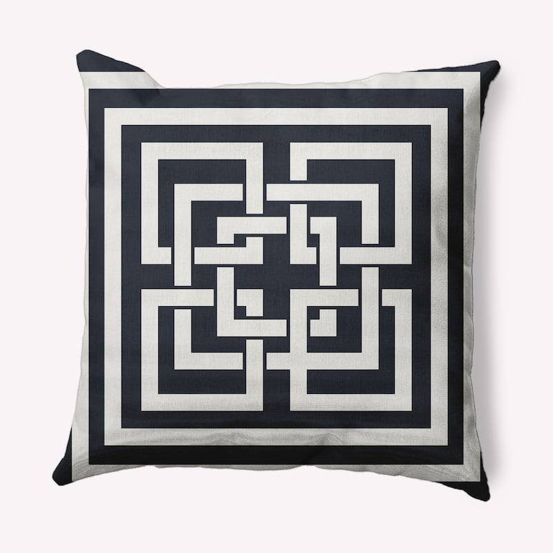 Greek New Key Nautical Indoor/Outdoor Throw Pillow - Shark Blue - 16" x 16"
