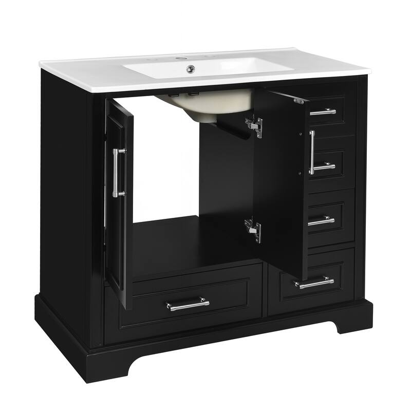 Exquisite Traditional Bathroom Vanity with Premium Ceramics Sink and Ample Storage