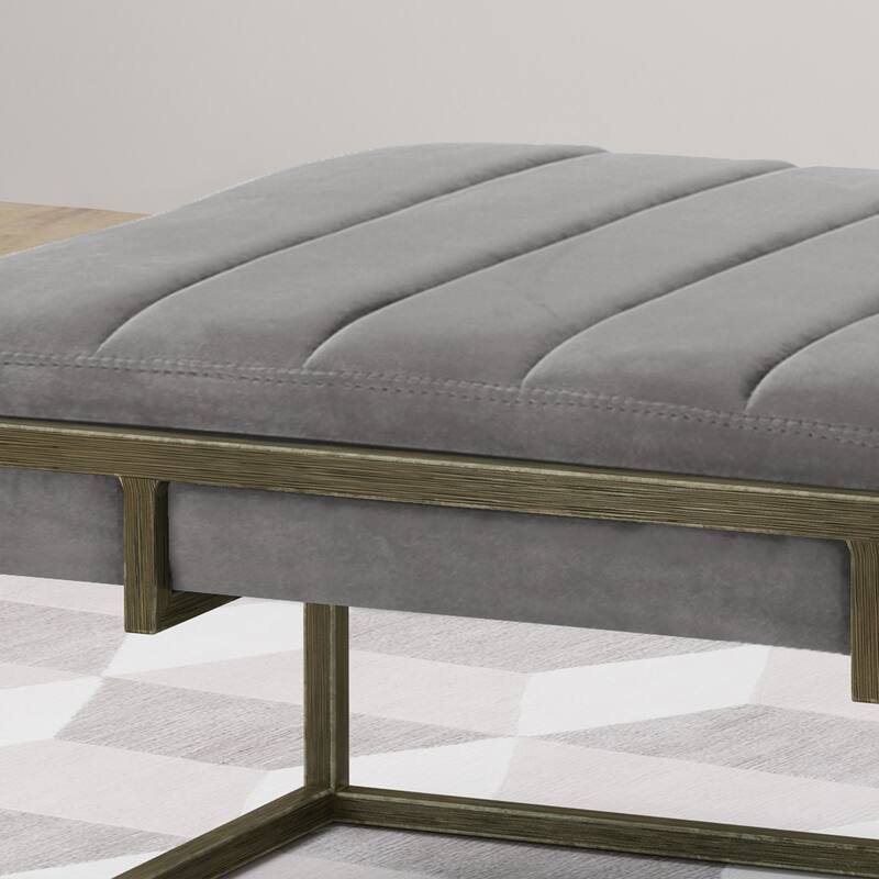 Elegant Design Ottoman with Velvet ,suit a variety of stylish home Settings - Grey - Large