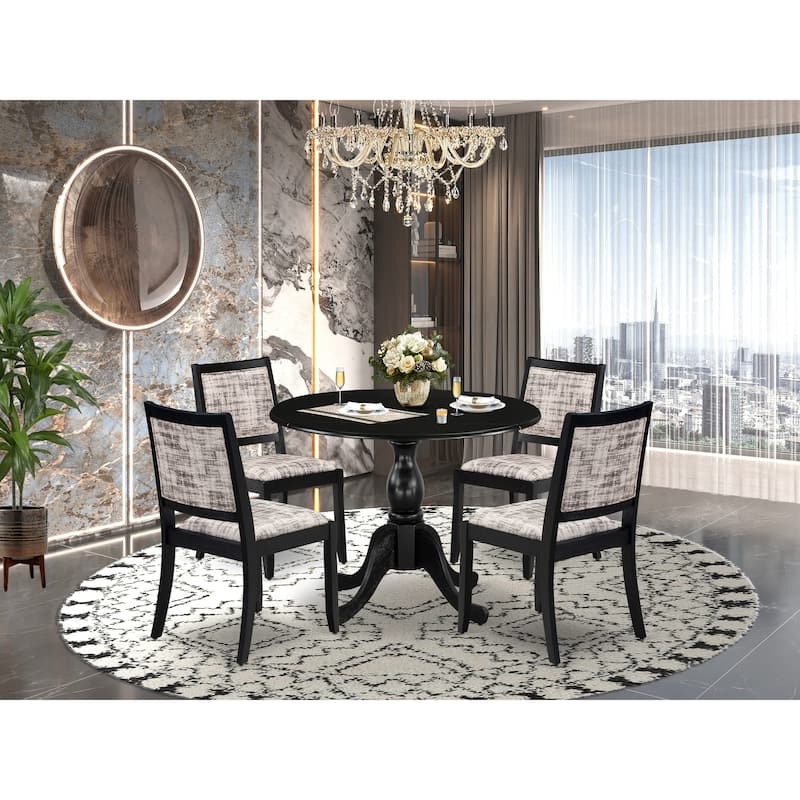 East West Furniture Dining Set Includes a Round Table and Stackable Kitchen Chairs, Black (Pieces & Seat Type Options) - DSX25-BLK-30