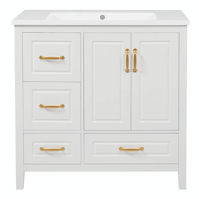 36-Inch Bathroom Vanity with Sink, One Cabinet with Soft-Closing Doors, 4 Soft-Closing Drawers