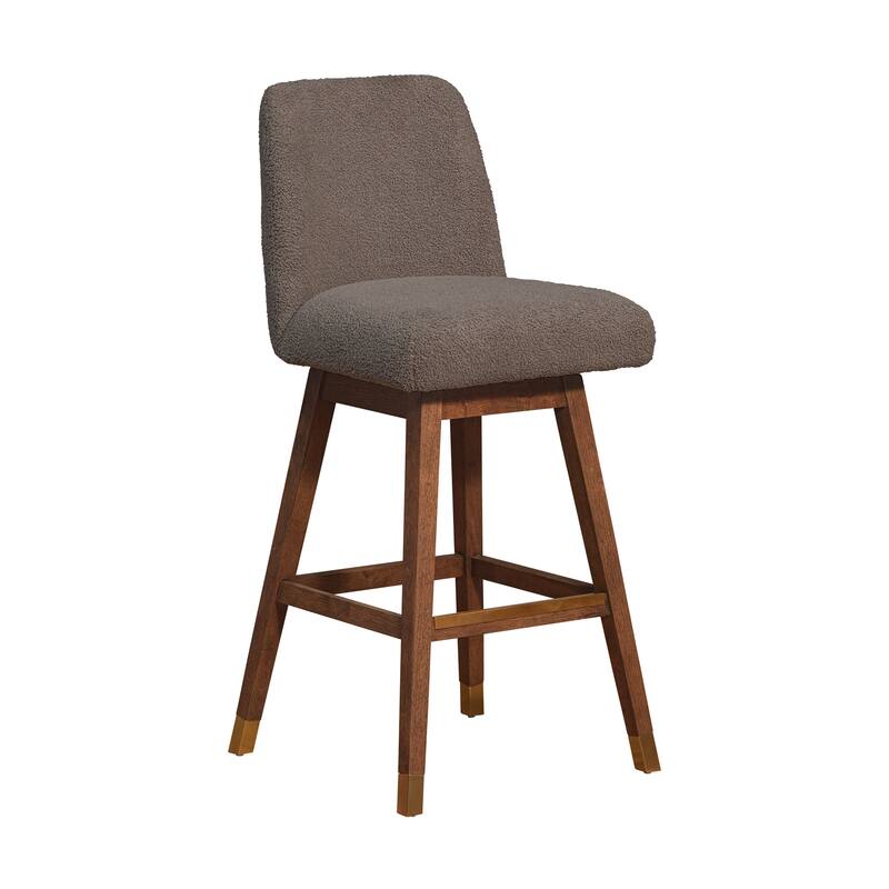 Amalie Upholstered Bar Stool, Swivel Counter Chair with Solid Wood Frame