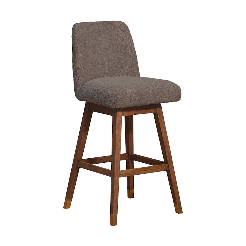 Amalie Upholstered Bar Stool, Swivel Counter Height Stool with Solid Wood Frame