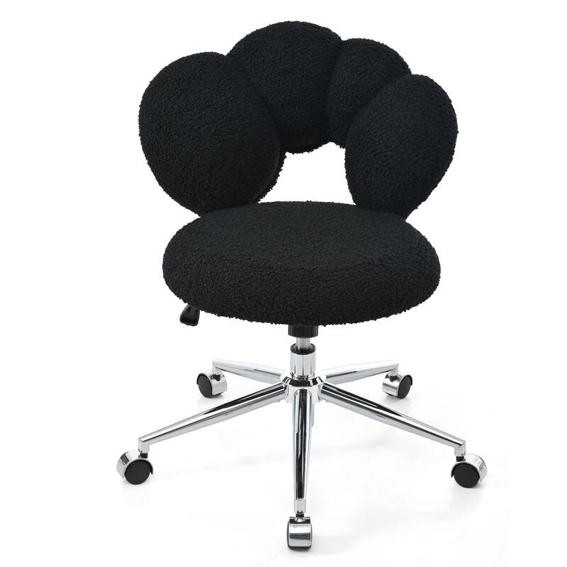 Black Modern 24.6" Upholstered 360° Swivel Accent Chair with Five Durable Casters and High-Density Soft Sponge