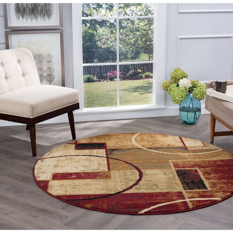 Flora Modern & Contemporary Color Block Indoor Area Rug - 5'3'' Round - Multi