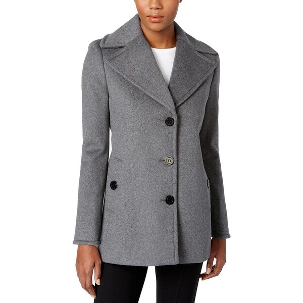 Calvin Klein Black Melton Double Ted Peacoat Womens