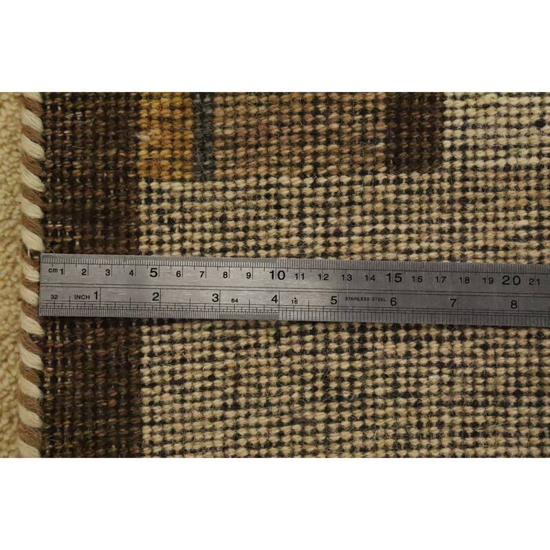 Hand Knotted Oriental 100% Wool Carpet Modern Geometric Beige & Ivories Gabbeh Area Rug - 5' 11'' X 4' 0''