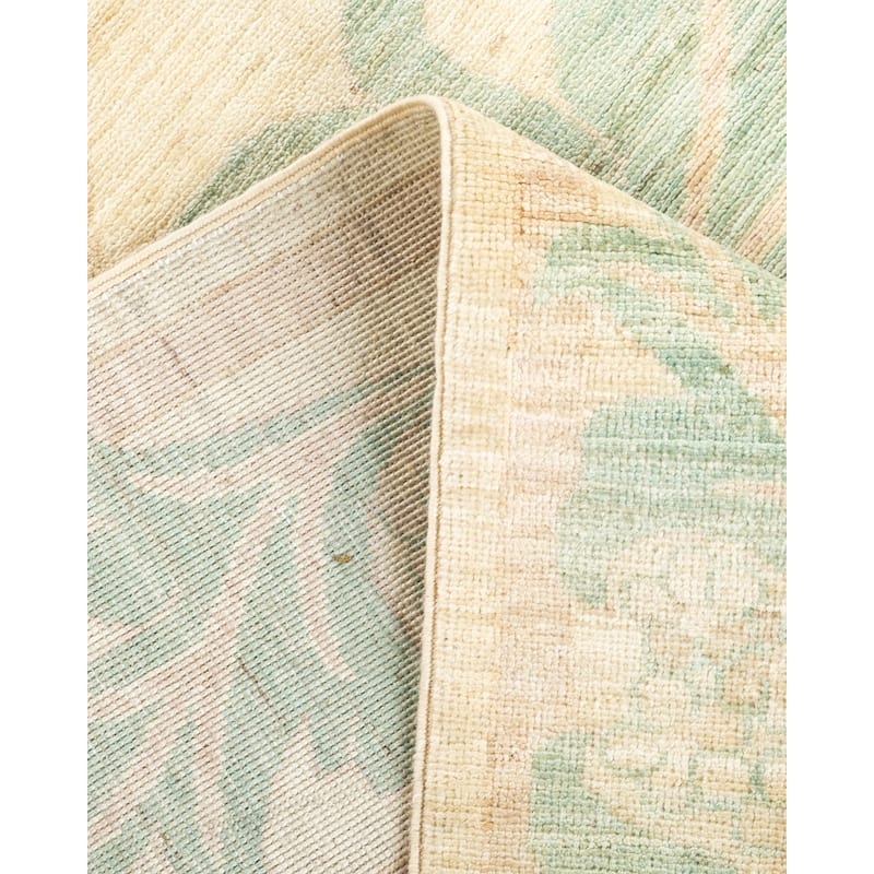 Overton Hand Knotted Wool Vintage Inspired Modern Contemporary Arts & Crafts Ivory Runner Rug