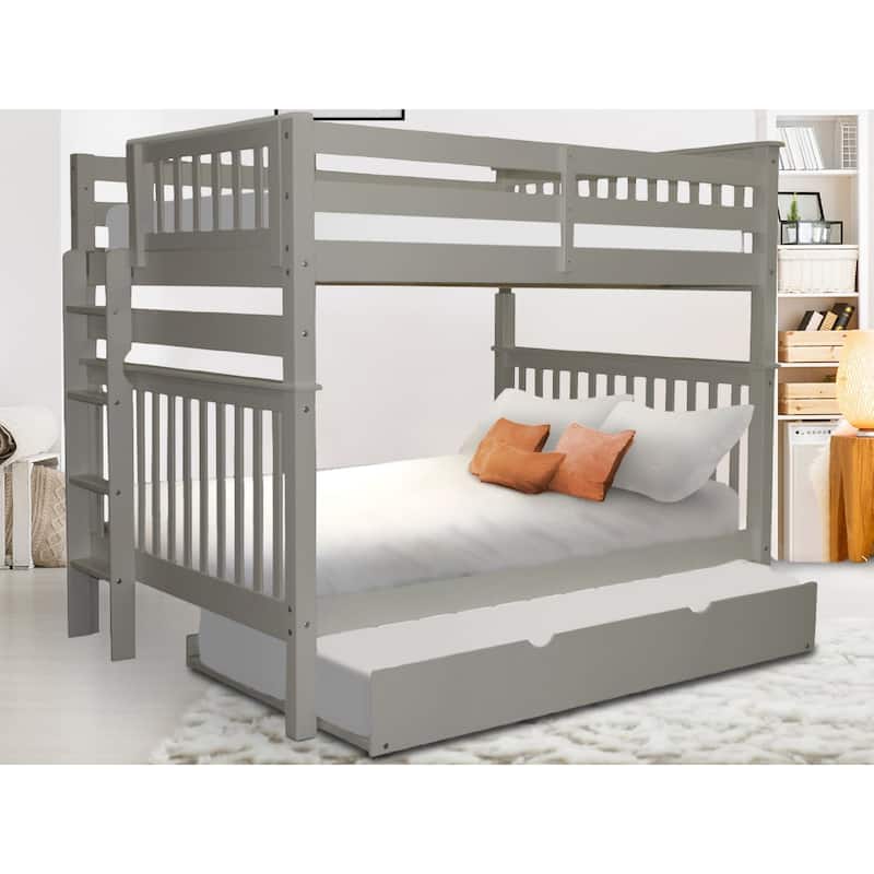 Taylor & Olive Trillium Full over Full Bunk Bed, Twin Trundle - Grey