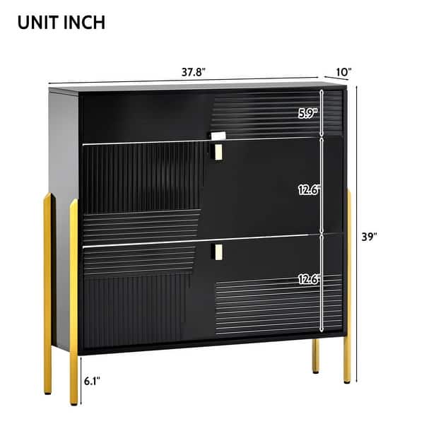 Shoe Cabinet with 2-Flip Drawers and 1-Slide Drawer, Modern Shoe Rack ...