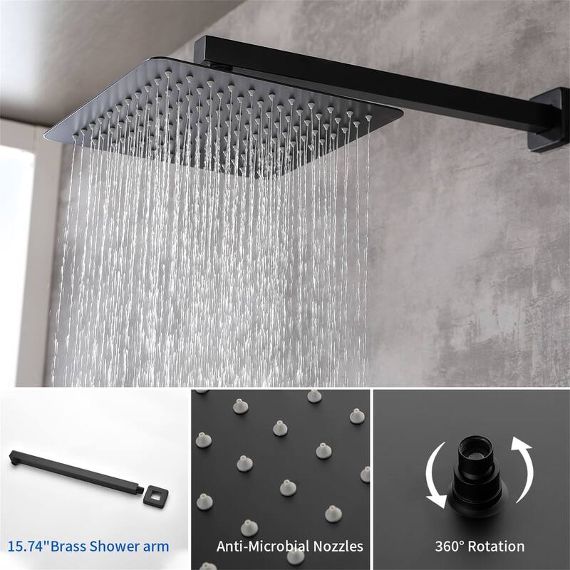 10 Inch Wall Mount Shower System with Waterfall Tub Spout Modern Rainfall Tub Shower Faucet With Rough-in Valve