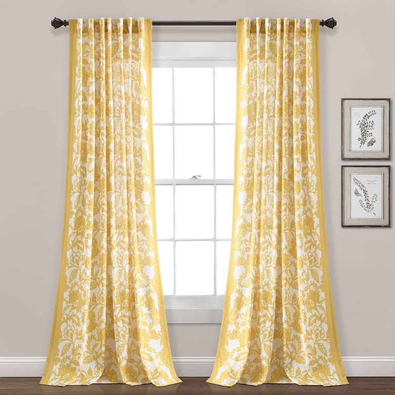 Lush Decor Emma Textured Jacobean Window Curtain Single Panel - 84" x 52"