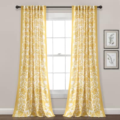 Lush Decor Emma Textured Jacobean Window Curtain Single Panel - 84" x 52"