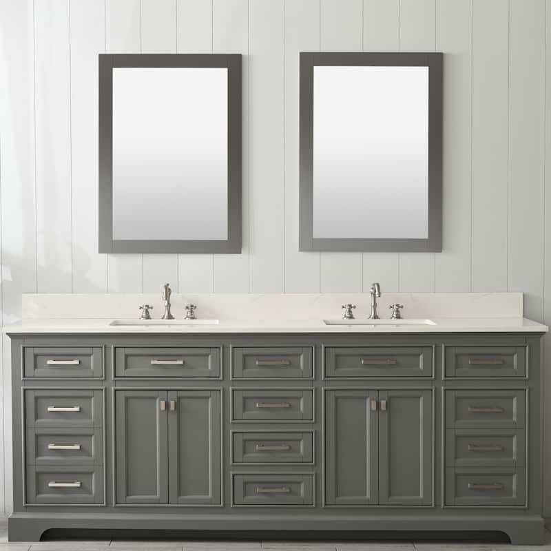 84" Milano Classic Double Bathroom Vanity in Gray