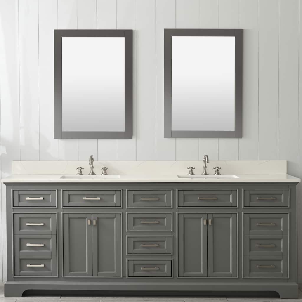 84" Milano Classic Double Bathroom Vanity in Gray