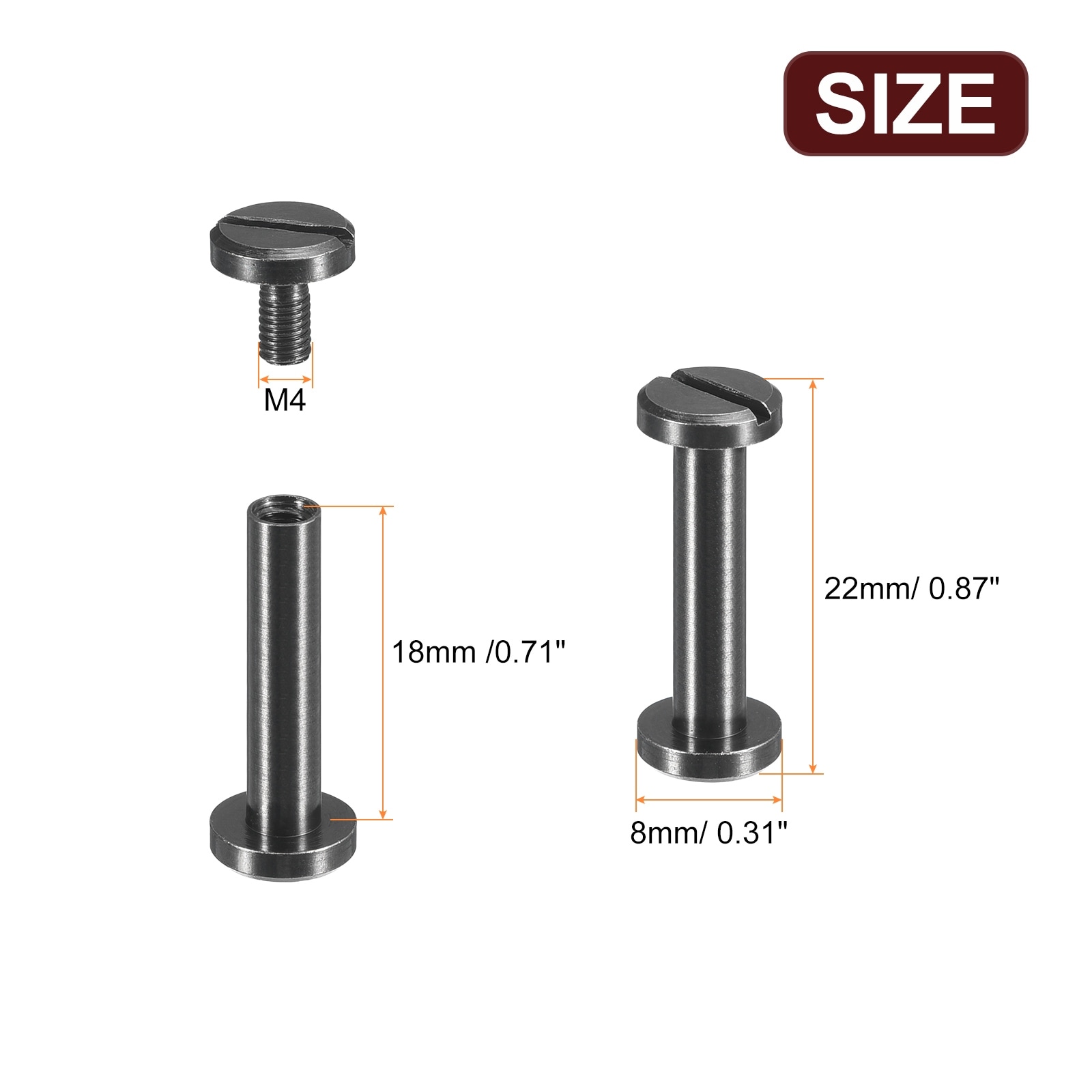 Brass Chicago Screws, Flat Head Screw Back Binding Post Nail Stud Rivets for Leather Craft Belt Strap