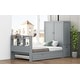 preview thumbnail 7 of 22, Twin Size Platform Bed with Twin Size Trundle and Footboard, Kids Bed Frame with Pull-Out Shelves and Storage Headboard, Grey