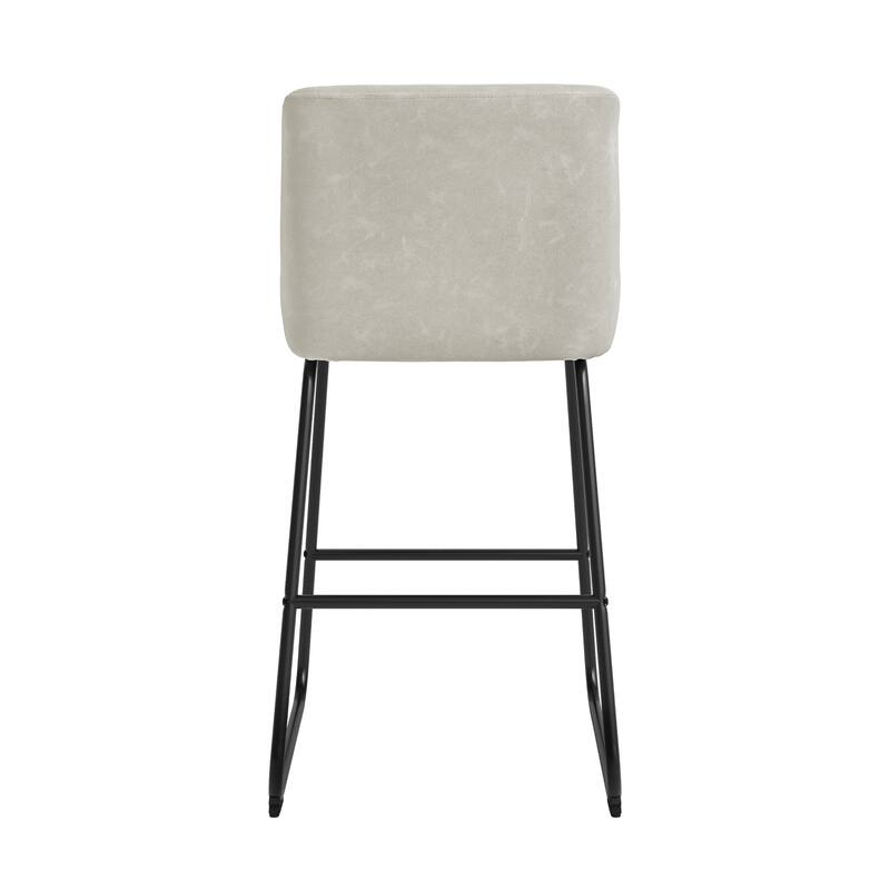 Counter Height Bar Stools with Metal Frame Upholstered Kitchen Island Stool in Faux Leather or Fabric