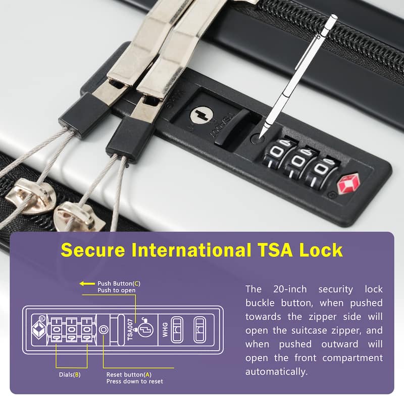 3-Piece Modern Front-Opening Luggage Expandable Luggage with USB Port and TSA Lock, for Boarding Travel, Grey+White