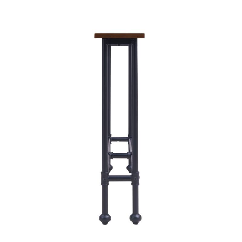 Espresso Wood Rectangular Console Table with Black Metal Base - 56" L x 8" W x 30" H