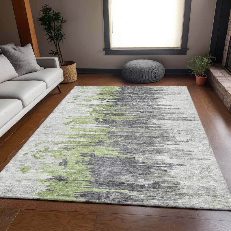 Premium Washable Super Soft Abstract Prints Mayfield Rug - Green - 9' x 12'