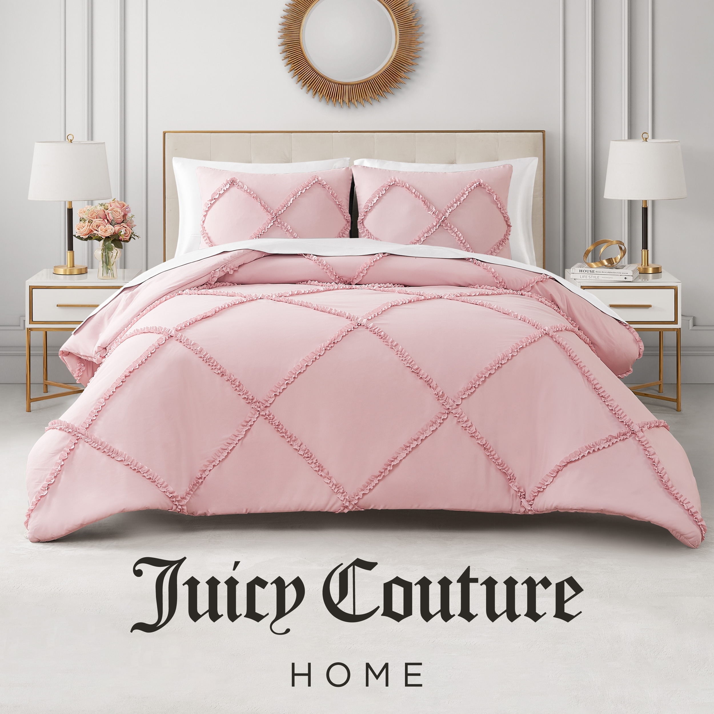 Juicy Couture Diamond Ruffle Reversible Comforter Set Bed Bath Beyond 37773342