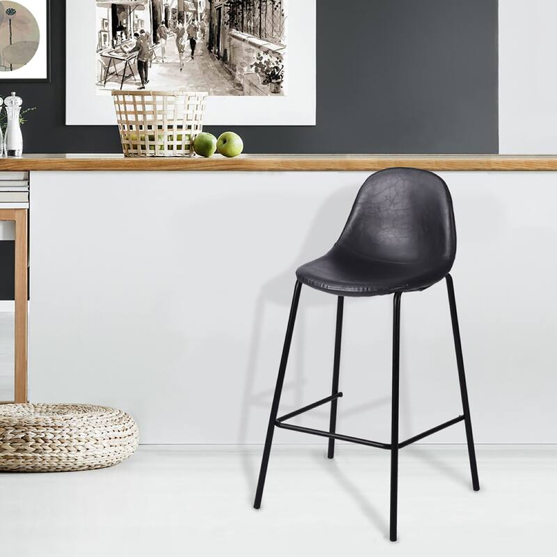 Porthos Home Theo Counter Stools Set Of 2, PU Leather Upholstery, Iron Legs
