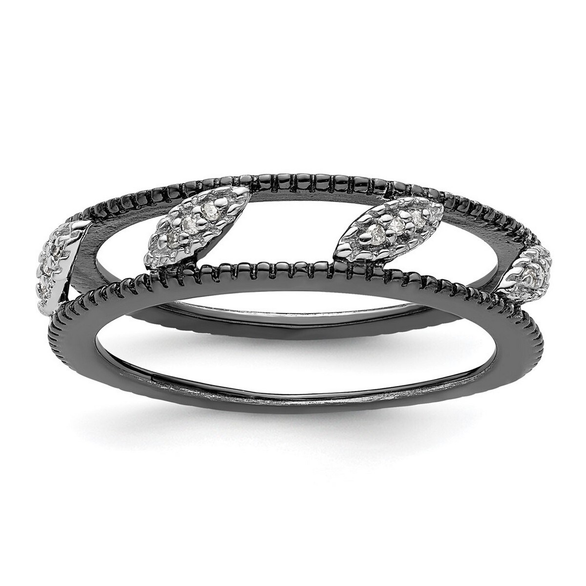 Stackable Ring Ruthenium Plating Jewelry Matrix Ring, Baguette Cut
