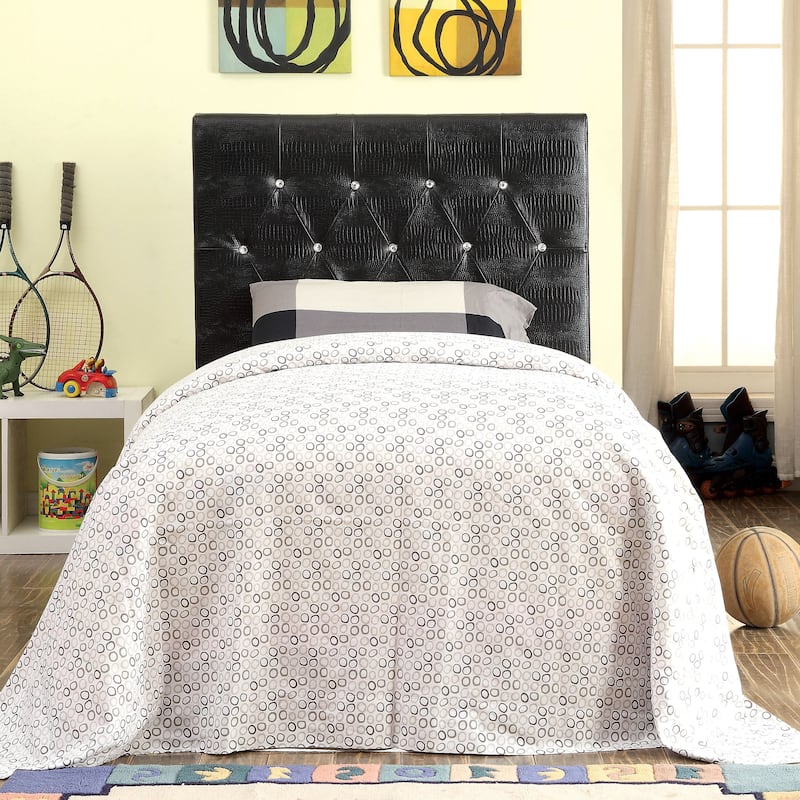 Huntress I Crocodile Glam Faux Leather Button Tufted Headboard by Furniture of America